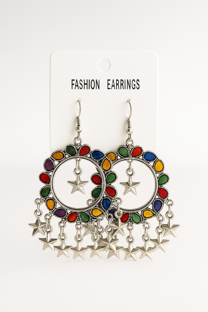 Boho Style Multicolor Star Dangler Earrings for Women & Girls