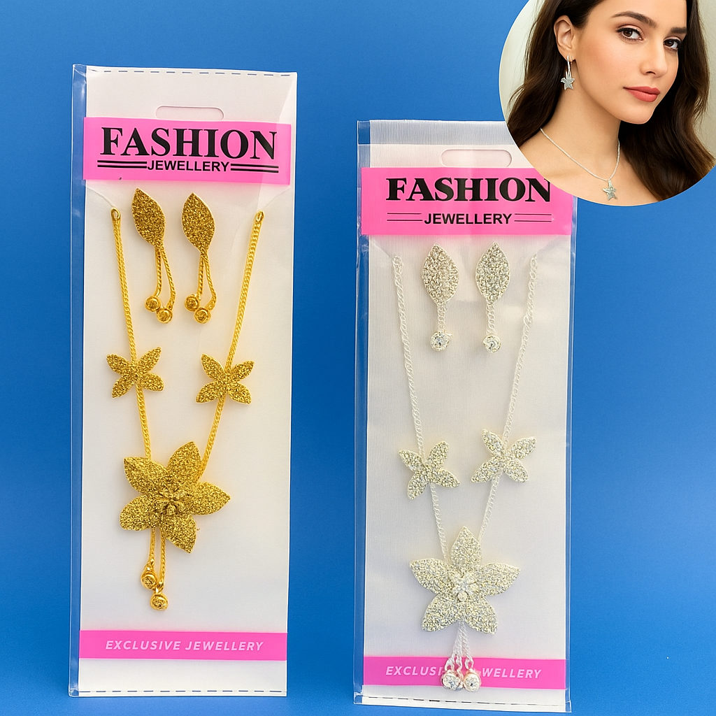 Combo of Elegant Gold & Silver-Plated Maple Leaf Fashion Jewellery Set – Necklace with Earrings