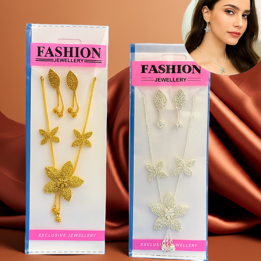 Combo of Elegant Gold & Silver-Plated Maple Leaf Fashion Jewellery Set – Necklace with Earrings